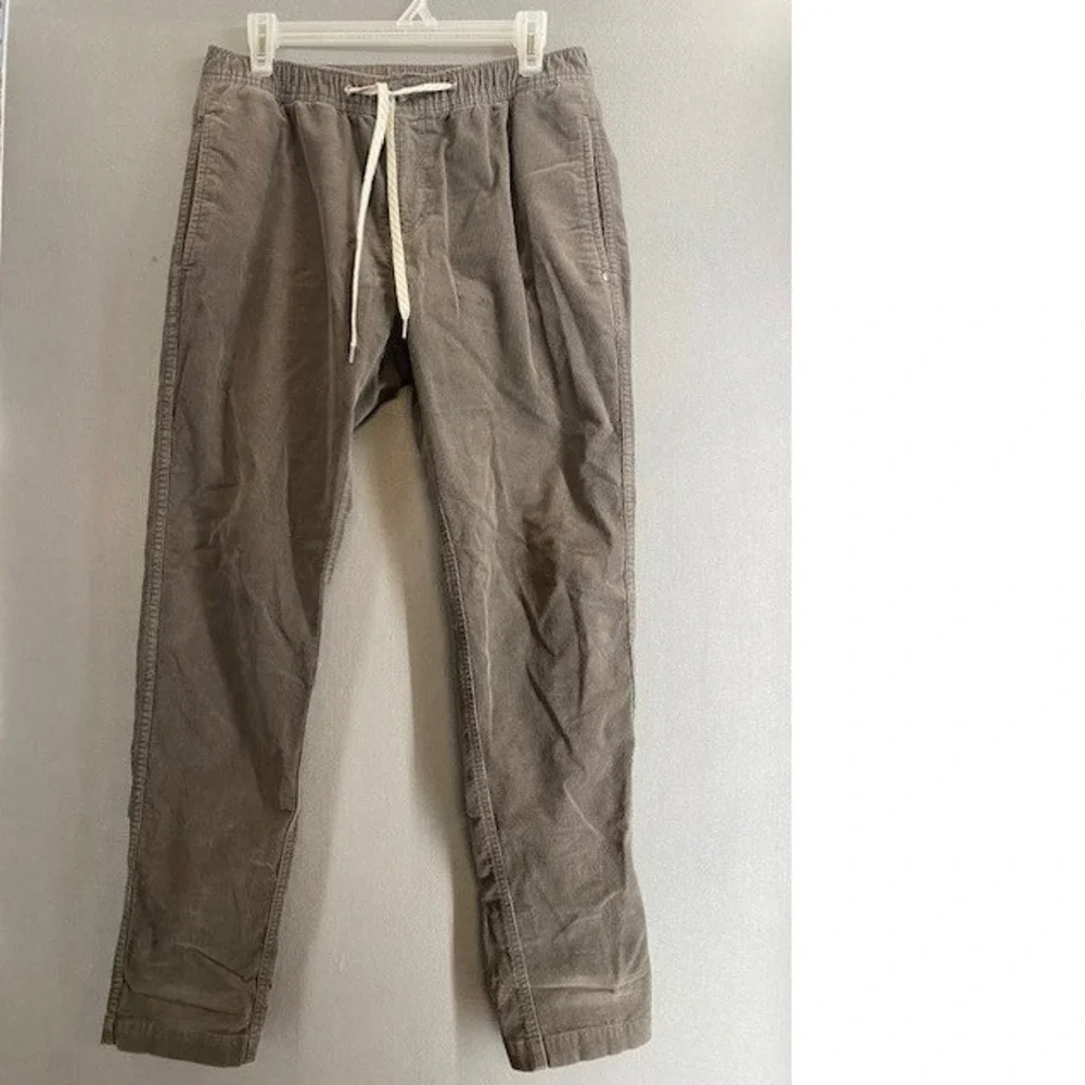 Vuori Optimist Mens MED Corduroy Drawstring Pants Gray Elastic Waist Straight